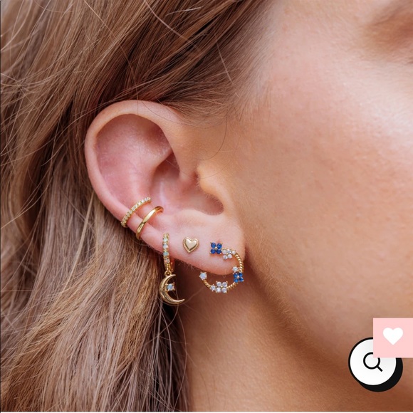 Starry Night Mini Gold Opal Hoops Earrings Huggies - Picture 7 of 16